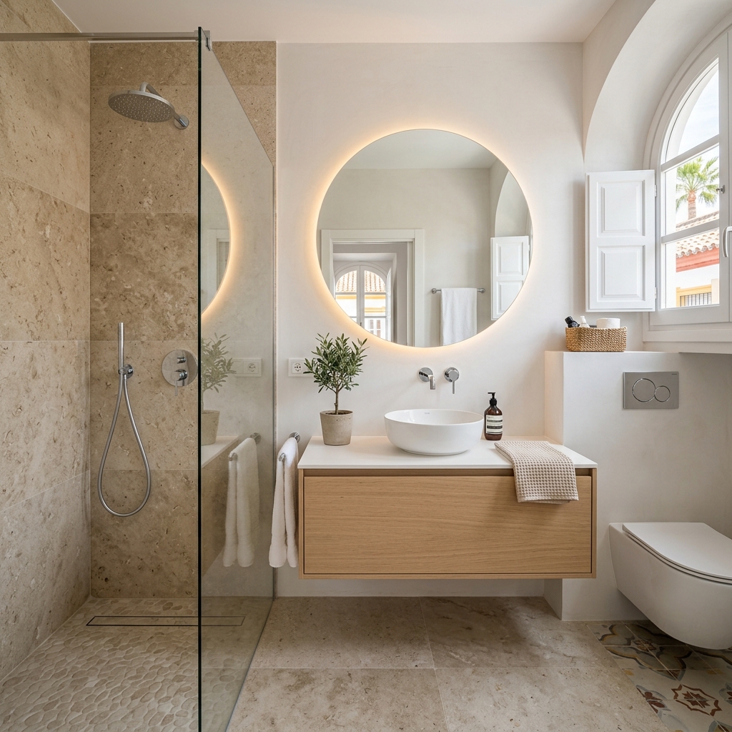 Reforma de baño moderno en Sevilla con acabados premium