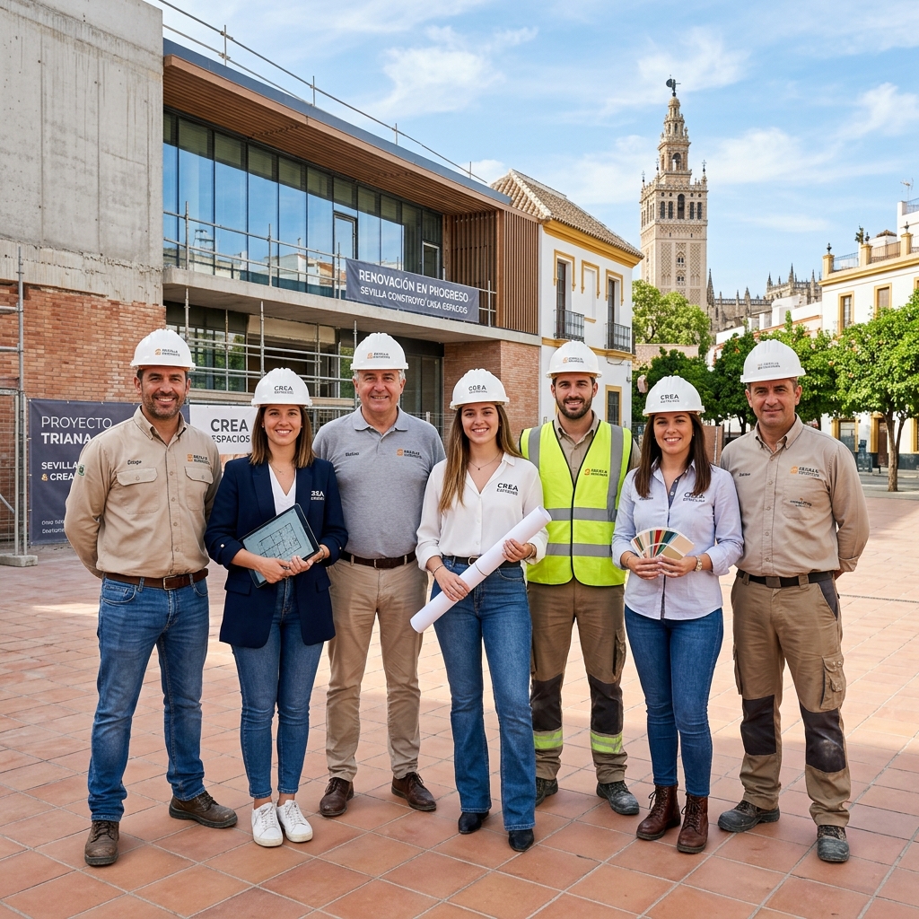 Equipo de profesionales de Reformas en Sevilla en plena obra